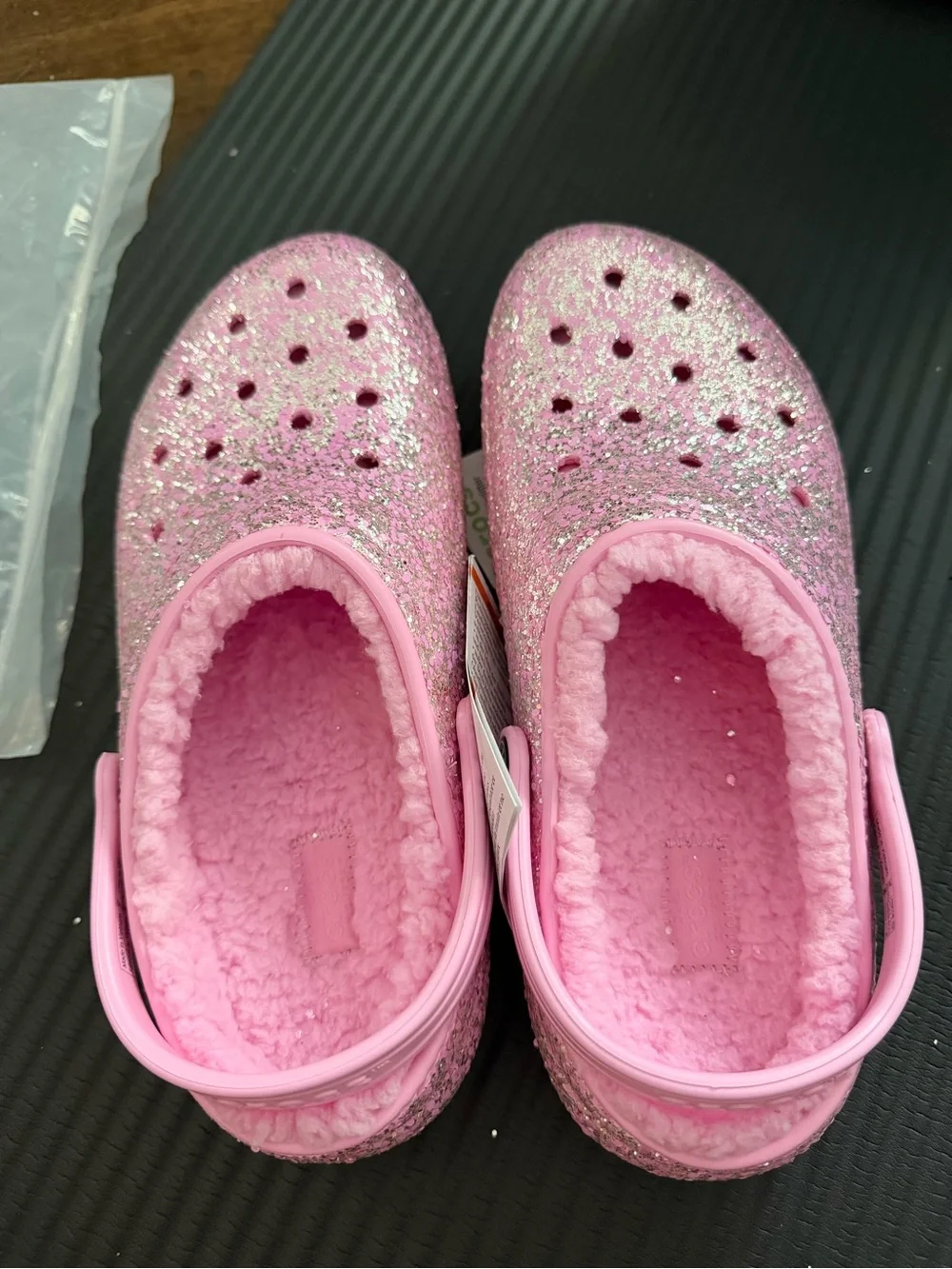 Glitter Pink Fuzzy Clog Slip-Ons